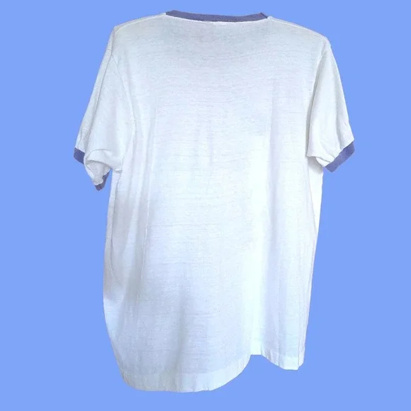 Vintage 70s Walt Disney World Ringer T-Shirt Mickey Mouse Single Stitch White...